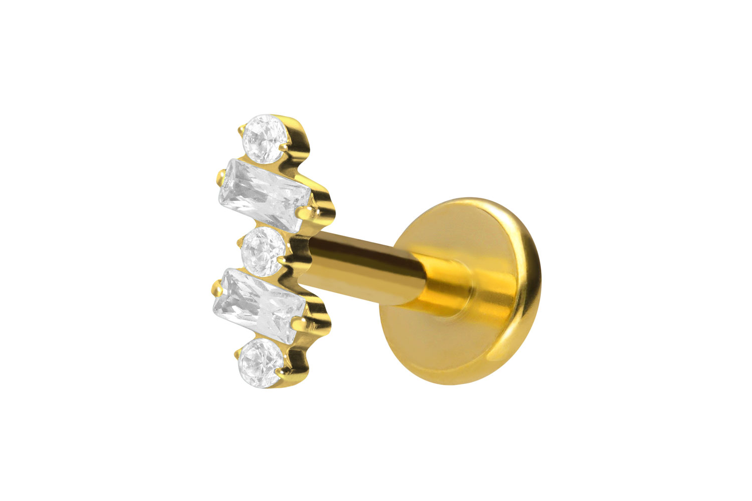 Titan Labret Piercing mit Push Fit EINGEFASSTE KRISTALLE